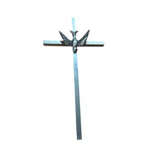 Vintage Silver Metal Wall Cross W/Dove Design Religious Christian Décor